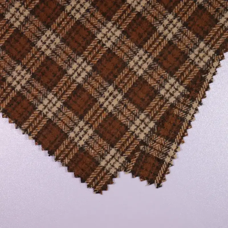 China Fabric for Over Shirt Yarn Dyed Check Synthetic Woven Fabric Chemical Fiber brown color buy from China wholesaler bulk order at wholesale price free worldwide shipping Alibaba