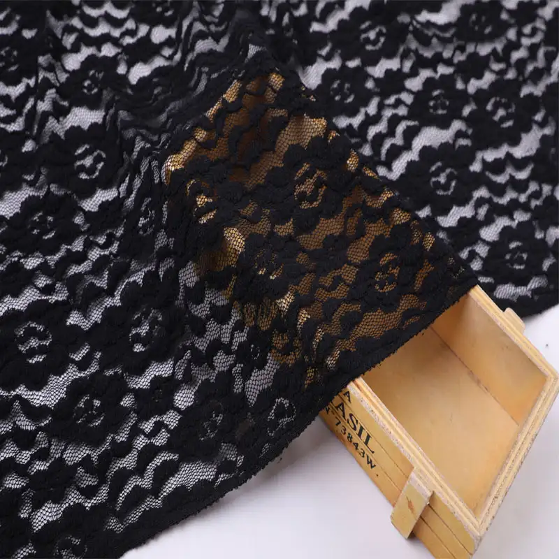 China Fabric for Shirt,Skirt,Skirt  Lace Knit Fabric Cotton Nylon Elastane black color buy from China wholesaler bulk order at wholesale price free worldwide shipping Alibaba