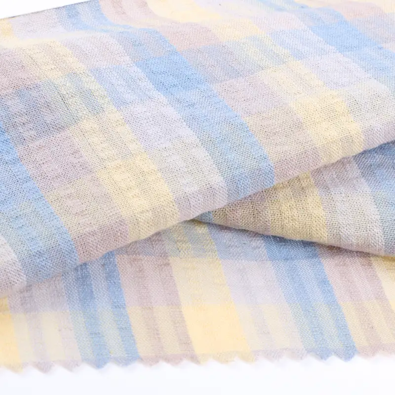 China Fabric for Shirt,Pants,Skirt,Shorts Cotton Seersucker Natural Woven Fabric Cotton check color buy from China wholesaler bulk order at wholesale price free worldwide shipping Alibaba