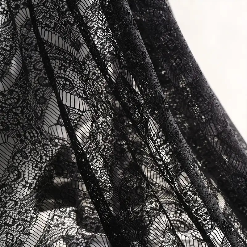 China Fabric for Blouse,Skirt,Skirt  Lace Knit Fabric Polyester black color buy from China wholesaler bulk order at wholesale price free worldwide shipping Alibaba