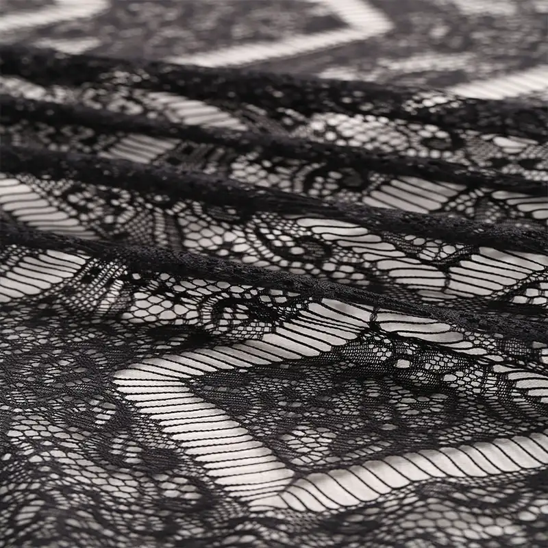 China Fabric for Shirt,T-Shirt,Blouse,Skirt Lace Knit Fabric Polyester black color buy from China wholesaler bulk order at wholesale price free worldwide shipping Alibaba