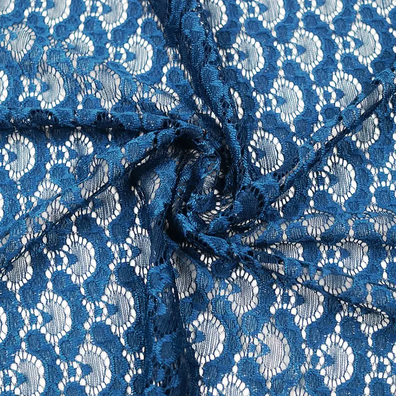 China Fabric for Shirt,Blouse,Skirt  Lace Knit Fabric Nylon Spandex blue color buy from China wholesaler bulk order at wholesale price free worldwide shipping Alibaba