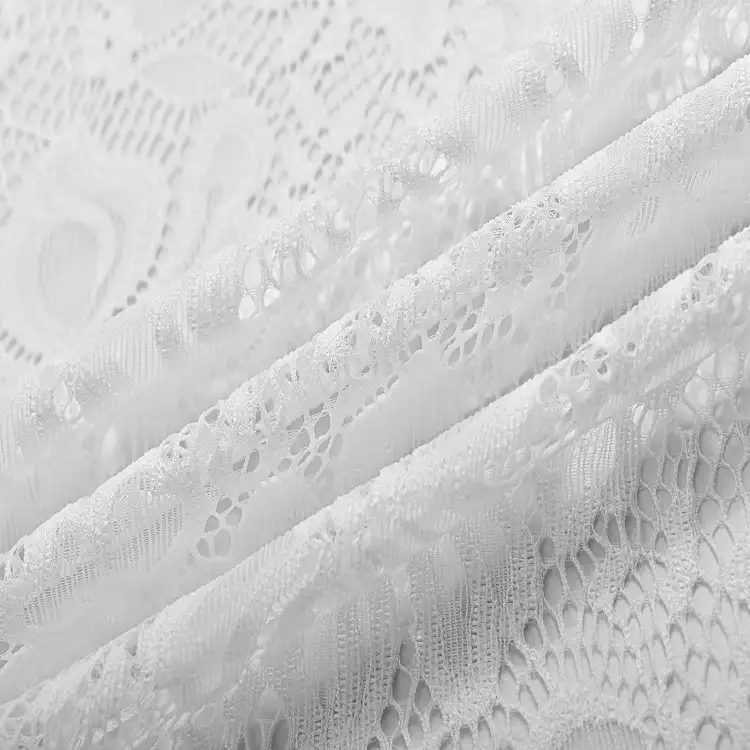 China Fabric for Shirt,T-Shirt,Blouse,Skirt,Skirt  Lace Knit Fabric Nylon Spandex white color buy from China wholesaler bulk order at wholesale price free worldwide shipping Alibaba