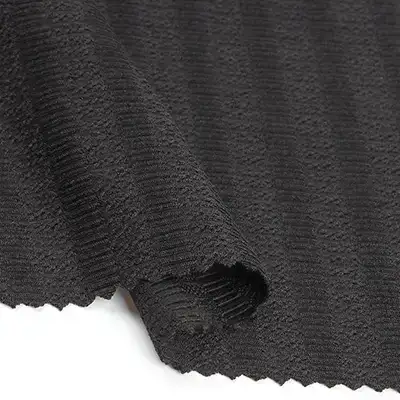 China Fabric for T-shirt ,Polo T-shirt  Weft Jacquard Knit Fabric Polyester Spandex Solid- Black color buy from China wholesaler bulk order at wholesale price free worldwide shipping Alibaba