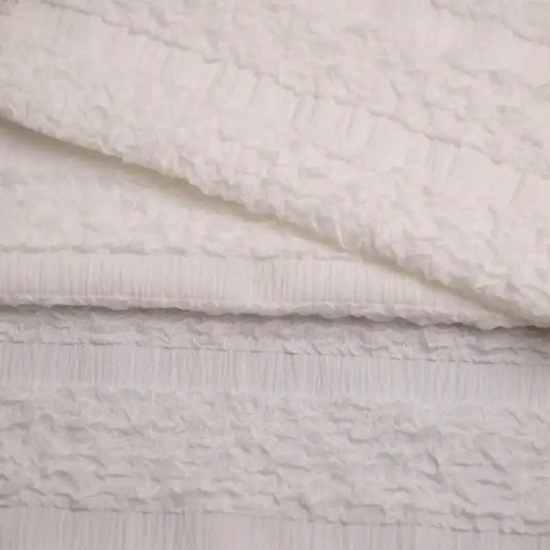 China Fabric for Skirt Weft Jacquard Knit Fabric Polyester White color buy from China wholesaler bulk order at wholesale price free worldwide shipping Alibaba