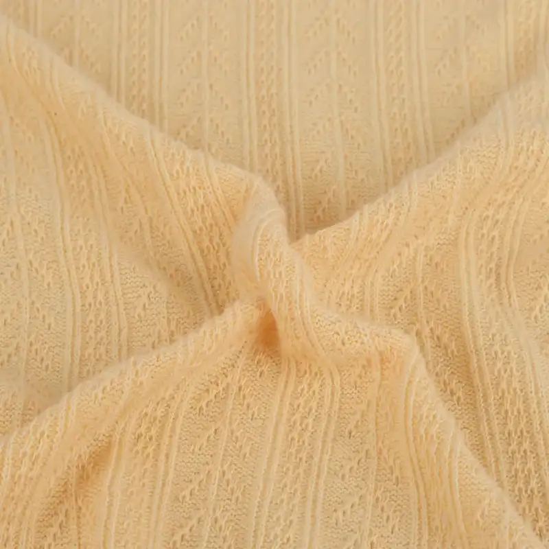 China Fabric for Blouse Weft Jacquard Knit Fabric Polyester Rayon Yellow color buy from China wholesaler bulk order at wholesale price free worldwide shipping Alibaba