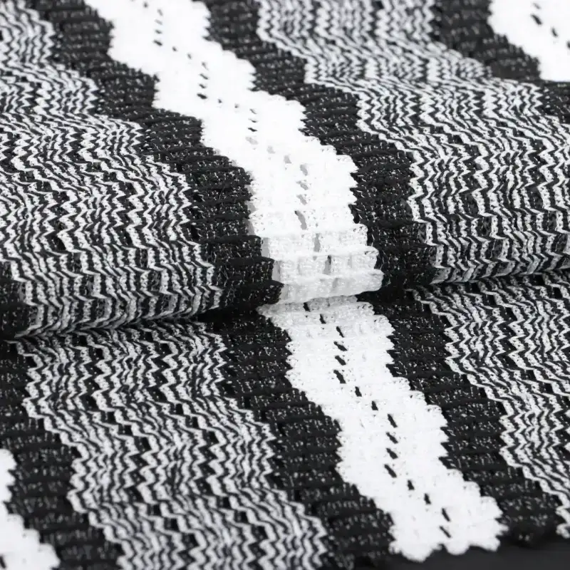 China Fabric for Tank Top,Blouse,Dresses (Pullover)  Lace Knit Fabric Polyester Elastane black /white color buy from China wholesaler bulk order at wholesale price free worldwide shipping Alibaba