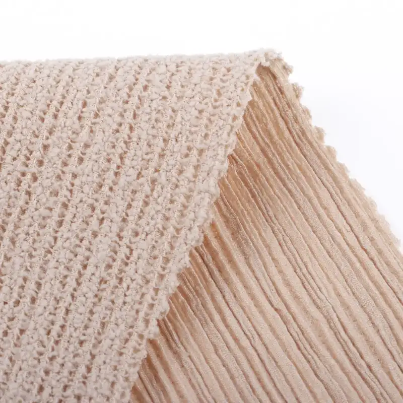 China Fabric for Jackets Weft Jacquard Knit Fabric Polyester Elastane off-white color buy from China wholesaler bulk order at wholesale price free worldwide shipping Alibaba
