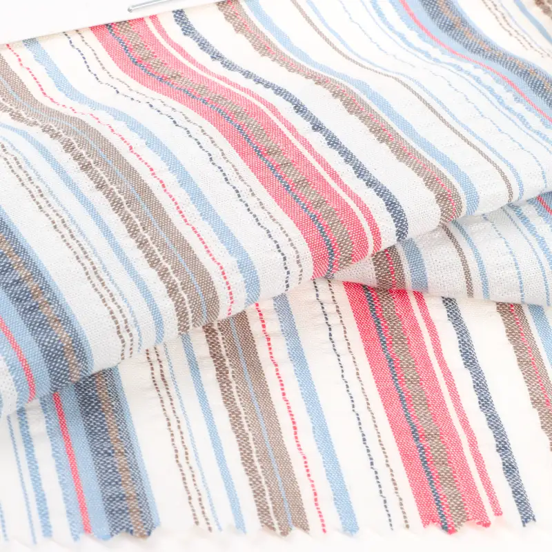 China Fabric for Shirt,Pants,Skirt,Shorts Cotton Seersucker Natural Woven Fabric Cotton stripe color buy from China wholesaler bulk order at wholesale price free worldwide shipping Alibaba