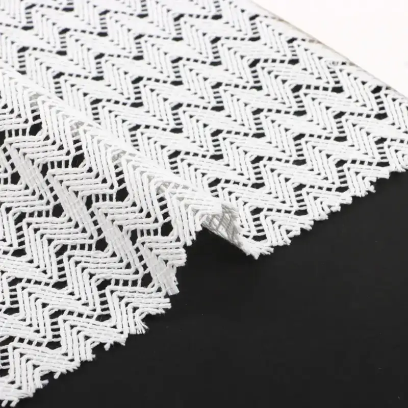 China Fabric for Ladies Vest ,Dresses (Cardigan Open)  Lace Knit Fabric Polyester Cotton Milky white color buy from China wholesaler bulk order at wholesale price free worldwide shipping Alibaba