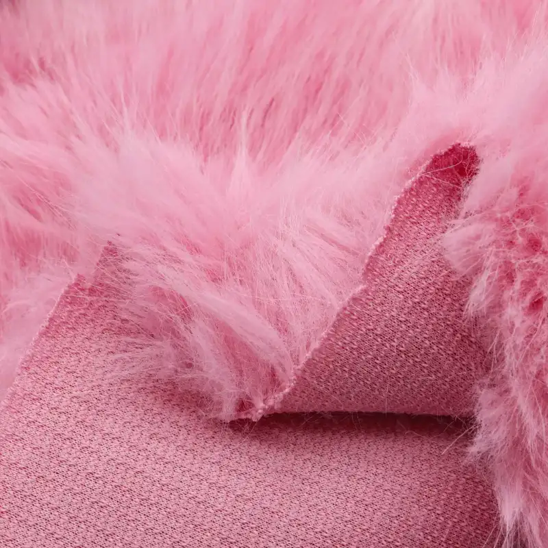 China Fabric for Crop Top Fake Fur Knit Fabric Polyester pink color buy from China wholesaler bulk order at wholesale price free worldwide shipping Alibaba