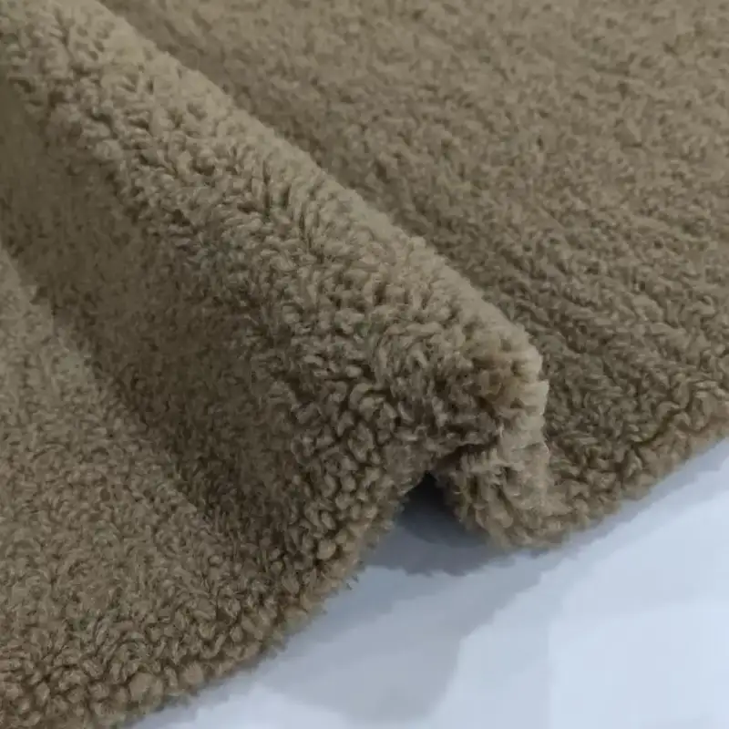 China Fabric for Jackets,Hoodie,Padded Jacket,Waist coat Teddy Knit Fabric Polyester brown color buy from China wholesaler bulk order at wholesale price free worldwide shipping Alibaba