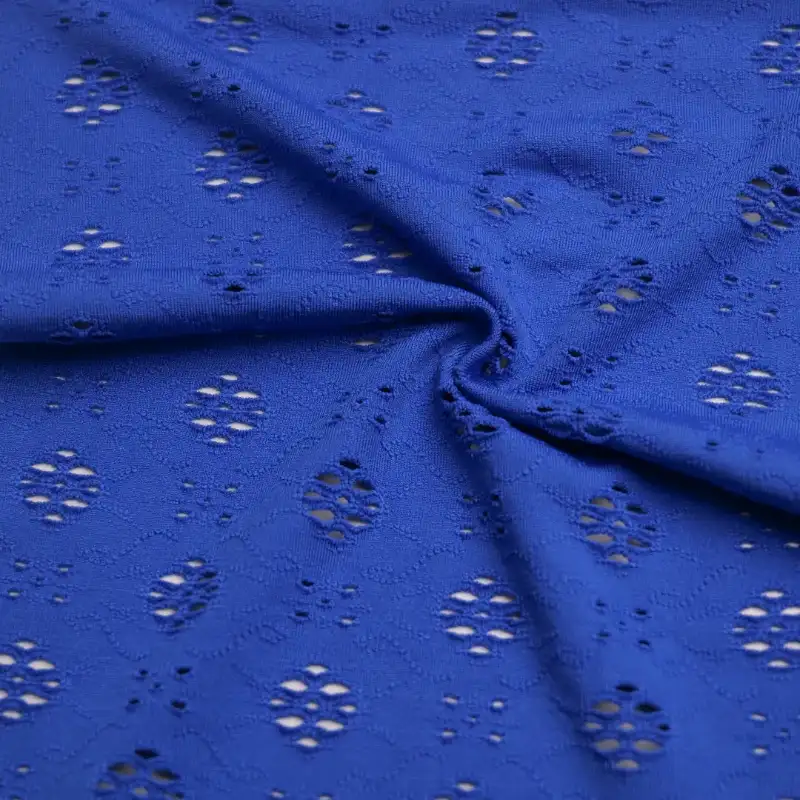 China Fabric for Dresses (Pullover)  Mesh Knit Fabric Recycled Polyester Spandex Navy color buy from China wholesaler bulk order at wholesale price free worldwide shipping Alibaba