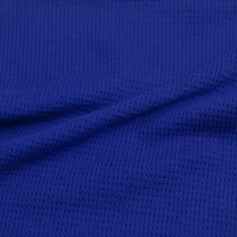 China Fabric for T-Shirt,Hoodie,Ladies Vest ,Men’s Vest ,T-shirt ,Polo T-shirt  Waffle Knit Fabric Cotton Polyester Blue color buy from China wholesaler bulk order at wholesale price free worldwide shipping Alibaba