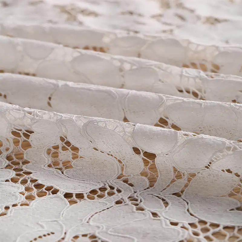 China Fabric for Blouse,Skirt,Shirt Long Sleeve Button ,Dresses (Cardigan Button) ,Skirt  Lace Knit Fabric Cotton Nylon Rayon white color buy from China wholesaler bulk order at wholesale price free worldwide shipping Alibaba