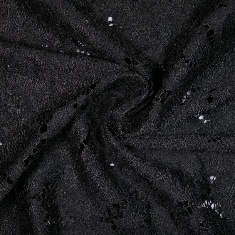 China Fabric for Blouse,Skirt,Shirt Long Sleeve Button ,Dresses (Cardigan Button) ,Skirt  Lace Knit Fabric Nylon Spandex black color buy from China wholesaler bulk order at wholesale price free worldwide shipping Alibaba