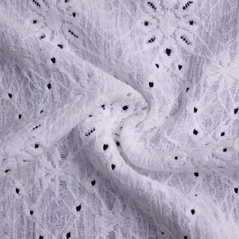 China Fabric for Blouse,Skirt,Shirt Long Sleeve Button ,Skirt  Lace Knit Fabric Polyester Spandex white color buy from China wholesaler bulk order at wholesale price free worldwide shipping Alibaba