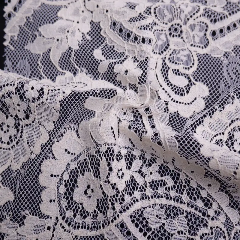 China Fabric for Blouse,Skirt,Shirt Long Sleeve Zipper ,Dresses (Pullover)  Lace Knit Fabric Cotton Nylon white color buy from China wholesaler bulk order at wholesale price free worldwide shipping Alibaba