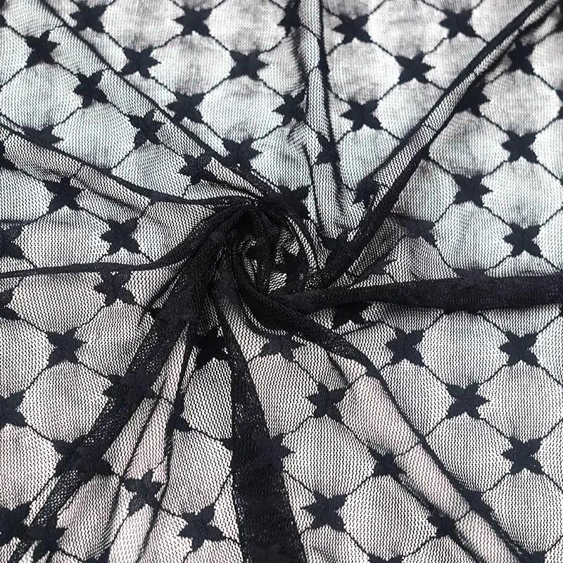 China Fabric for Blouse,Skirt,Shirt Long Sleeve Button ,Skirt  Lace Knit Fabric Nylon Spandex black color buy from China wholesaler bulk order at wholesale price free worldwide shipping Alibaba