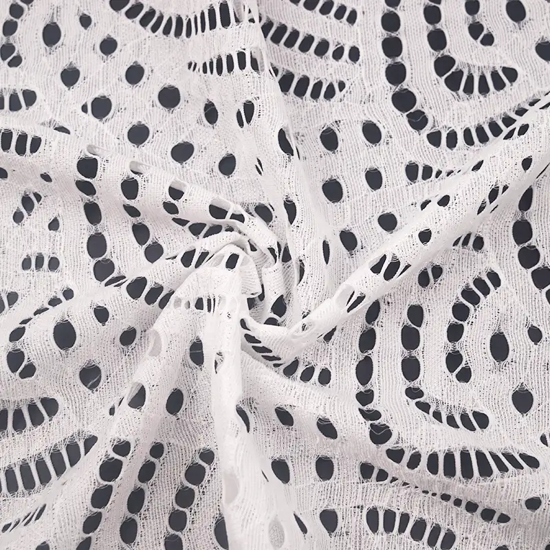 China Fabric for Blouse,Shirt Long Sleeve Button ,Dresses (Cardigan Button) ,Skirt  Lace Knit Fabric Nylon Spandex white color buy from China wholesaler bulk order at wholesale price free worldwide shipping Alibaba