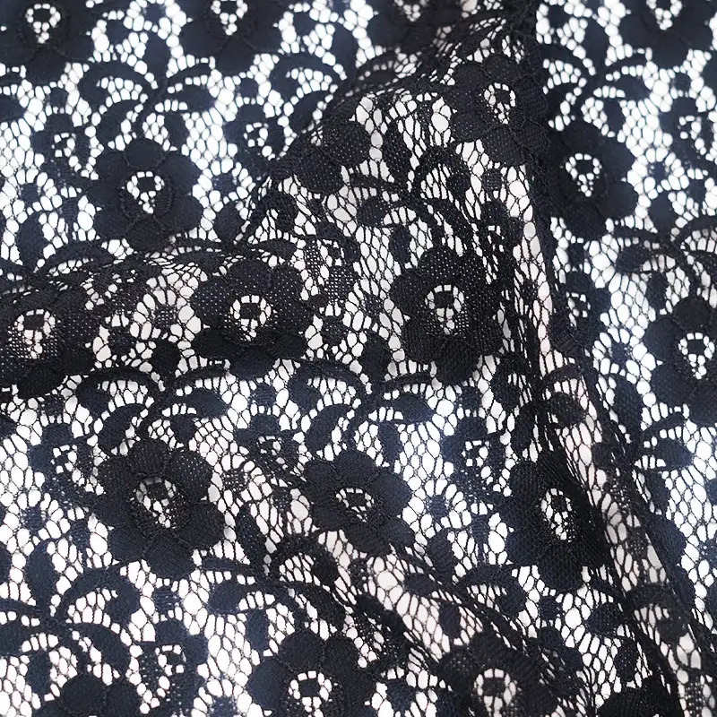 China Fabric for Blouse,Skirt,Shirt Long Sleeve Zipper ,Skirt  Lace Knit Fabric Nylon Spandex black color buy from China wholesaler bulk order at wholesale price free worldwide shipping Alibaba