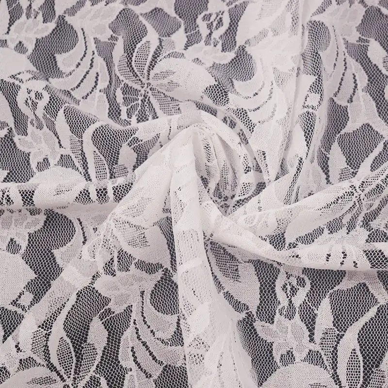 China Fabric for Blouse,Skirt,Shirt Long Sleeve Button ,Skirt  Lace Knit Fabric Nylon Spandex white color buy from China wholesaler bulk order at wholesale price free worldwide shipping Alibaba