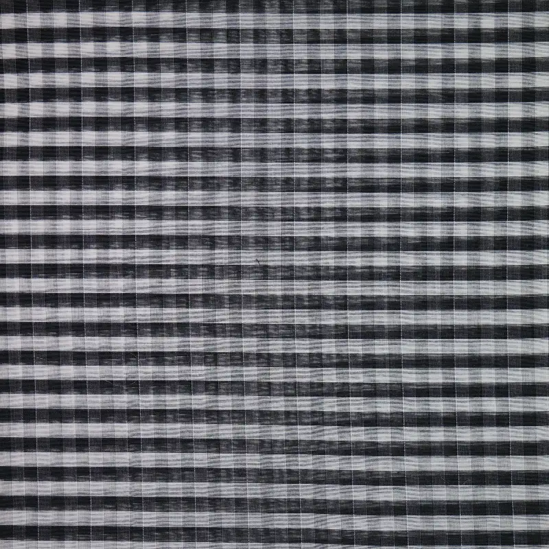 China Fabric for Shirt,Blouse,Crop Top,Skirt,Dresses (Cardigan Button) ,Skirt  Yarn Dyed Check Woven Blended Fabric Silk Polyester Cotton Black color buy from China wholesaler bulk order at wholesale price free worldwide shipping Alibaba