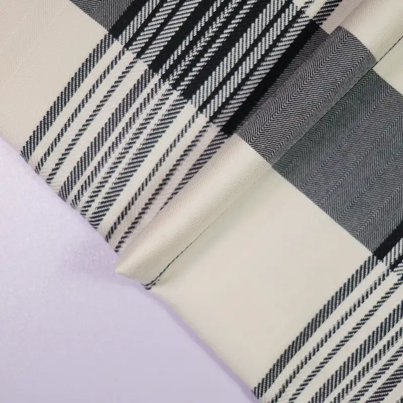 China Fabric for Shirt,Pants,Blouse,Crop Top,Skirt Yarn Dyed Check Woven Blended Fabric Rayon Silk Beige color buy from China wholesaler bulk order at wholesale price free worldwide shipping Alibaba