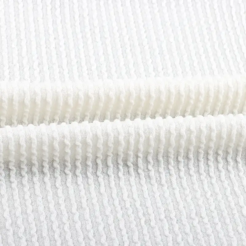 China Fabric for T-Shirt,Shorts,Loungewear,Sweatshirt,Sports Bras Weft Jacquard Knit Fabric Polyester Rayon Spandex CREAM color buy from China wholesaler bulk order at wholesale price free worldwide shipping Alibaba