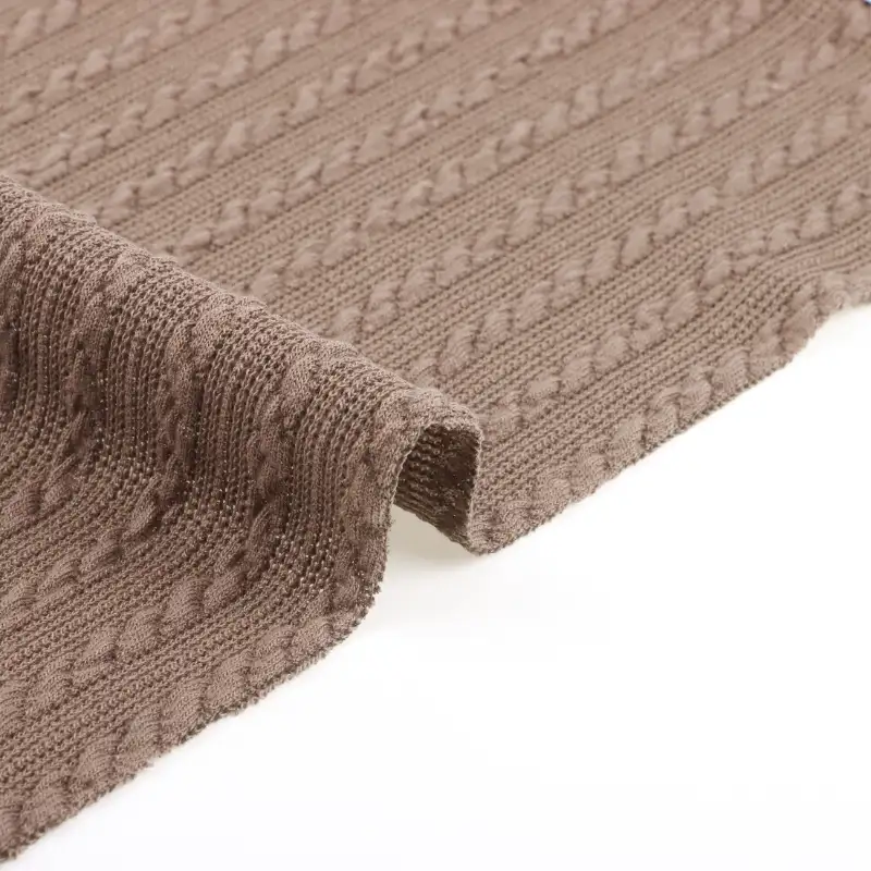 China Fabric for Polo Shirt,Crop Top,Hoodie,Open Cardigan ,Loungewear Weft Jacquard Knit Fabric Polyester Spandex Coffee color color buy from China wholesaler bulk order at wholesale price free worldwide shipping Alibaba