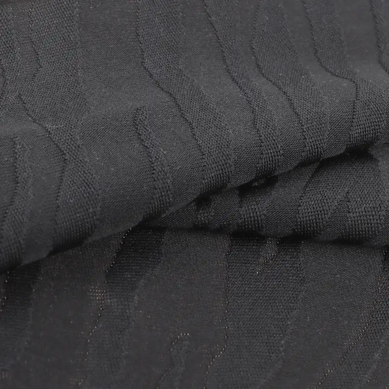 China Fabric for Polo Shirt,Blouse,Loungewear Weft Jacquard Knit Fabric Polyester Spandex BLACK color buy from China wholesaler bulk order at wholesale price free worldwide shipping Alibaba