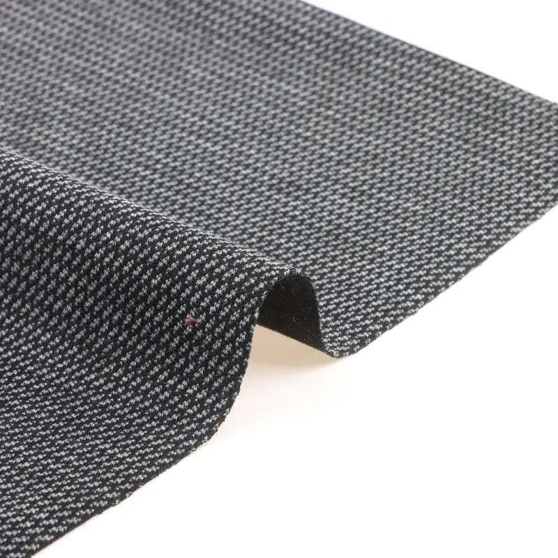 China Fabric for Pants,Polo Shirt,Jogger Weft Jacquard Knit Fabric Polyester Recycled Cotton Spandex Black and grey color buy from China wholesaler bulk order at wholesale price free worldwide shipping Alibaba