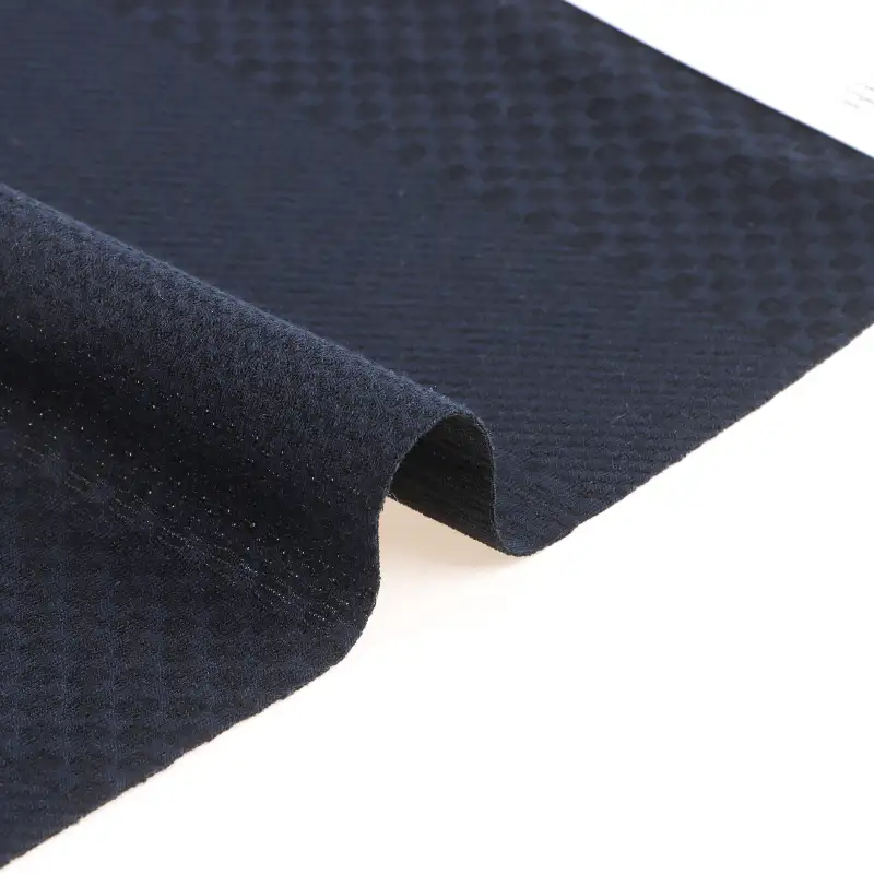 China Fabric for T-Shirt,Polo Shirt,Jogger,Loungewear Weft Jacquard Knit Fabric Polyester Spandex Navy blue color buy from China wholesaler bulk order at wholesale price free worldwide shipping Alibaba