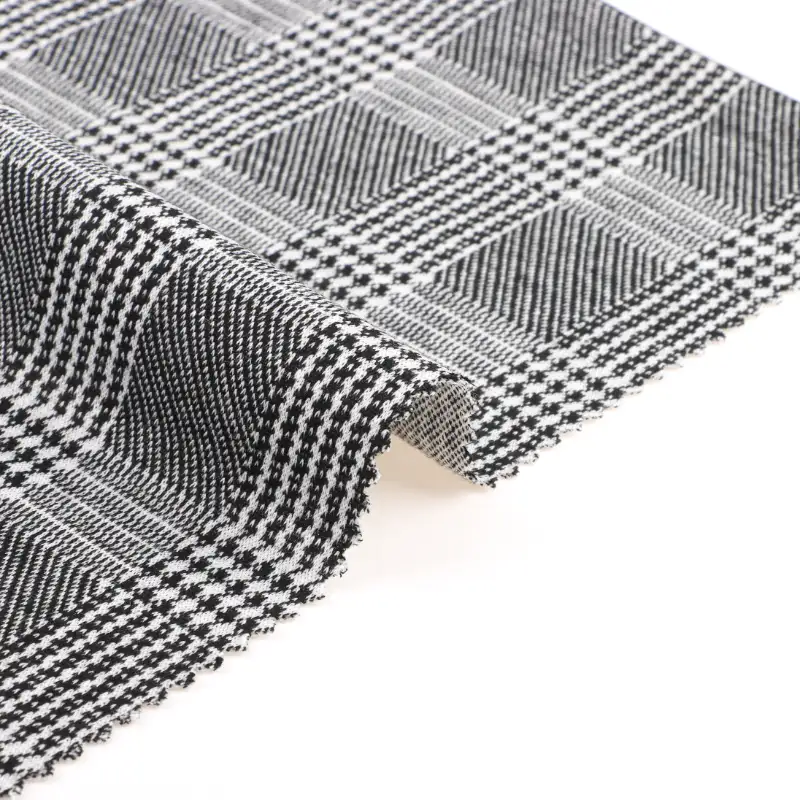 China Fabric for Crop Top,Skirt  Weft Jacquard Knit Fabric Polyester Spandex white color buy from China wholesaler bulk order at wholesale price free worldwide shipping Alibaba