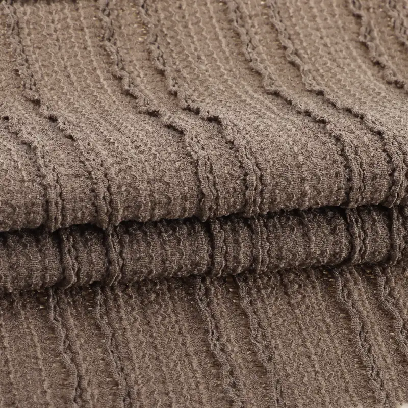 China Fabric for T-Shirt,Skirt  Weft Jacquard Knit Fabric Polyester Spandex Brown color buy from China wholesaler bulk order at wholesale price free worldwide shipping Alibaba