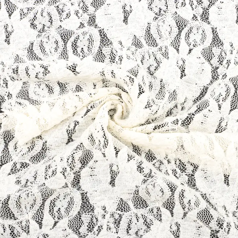 China Fabric for Crop Top,Lingerie,Skirt  Lace Knit Fabric Polyester Spandex CREAM color buy from China wholesaler bulk order at wholesale price free worldwide shipping Alibaba