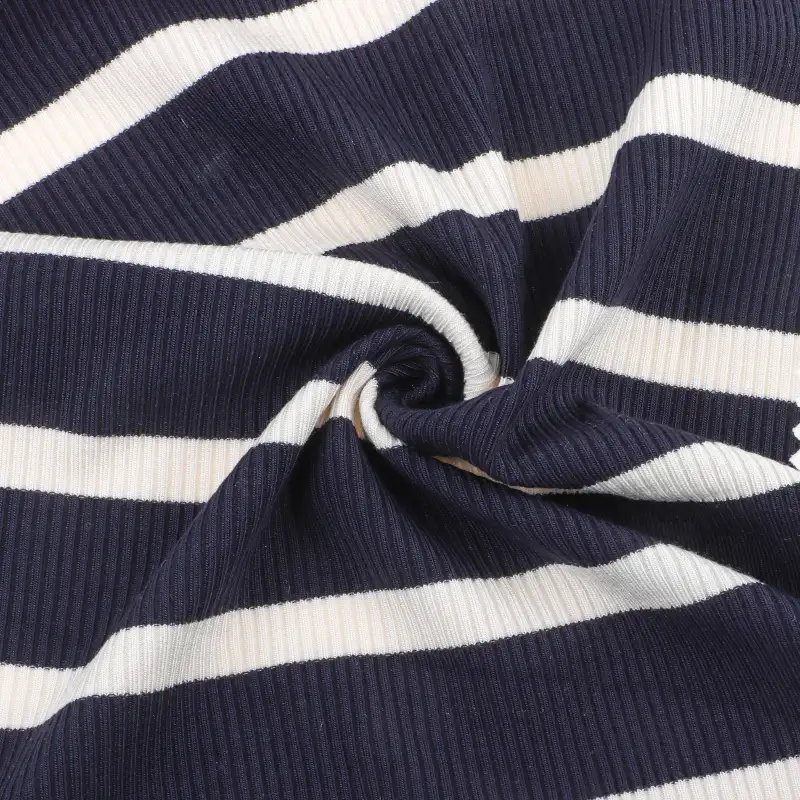 China Fabric for Polo Shirt,Crop Top,Jogger,Tracksuits Rib Knit Fabric Viscose Spandex Blue and white color buy from China wholesaler bulk order at wholesale price free worldwide shipping Alibaba