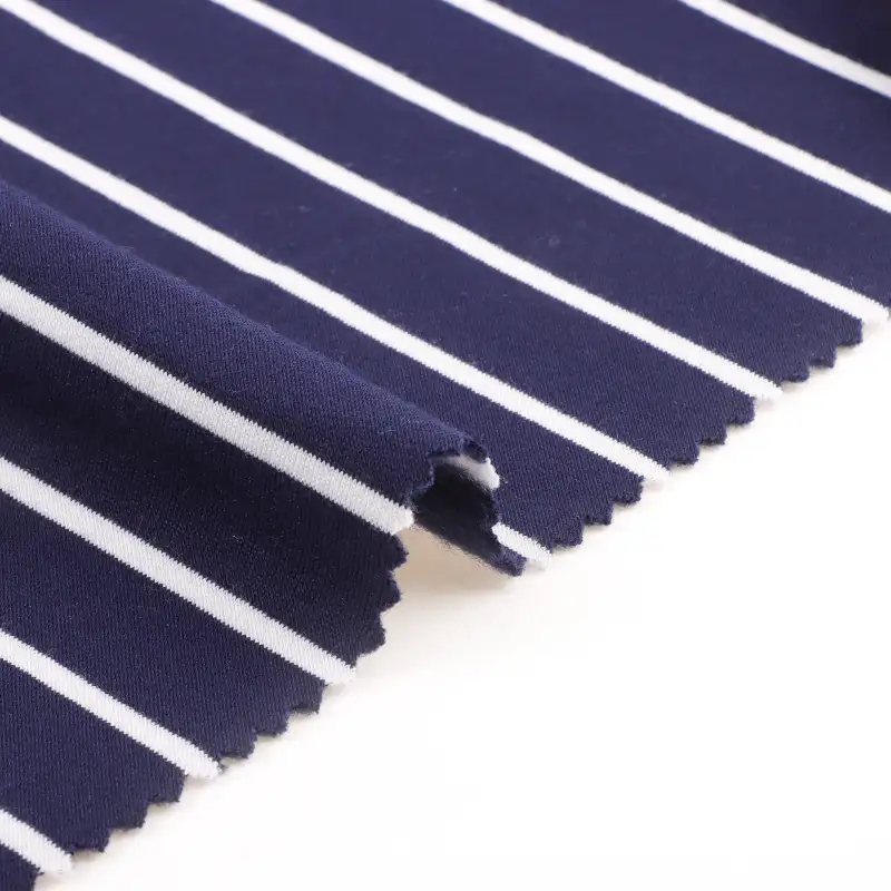 China Fabric for Polo Shirt,Crop Top,Jogger French Terry Knit Fabric Polyester Viscose Spandex Blue and white color buy from China wholesaler bulk order at wholesale price free worldwide shipping Alibaba