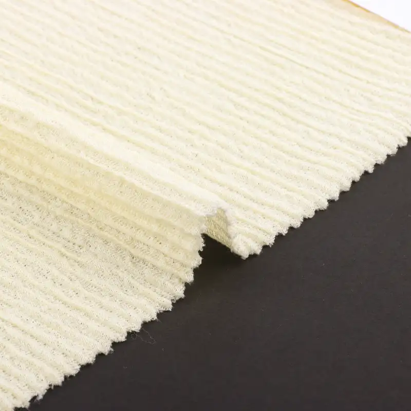 China Fabric for Crop Top,Skirt  Weft Jacquard Knit Fabric Wool Nylon Spandex cream-coloured color buy from China wholesaler bulk order at wholesale price free worldwide shipping Alibaba