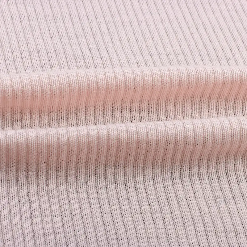 China Fabric for Polo Shirt,Tank Top,Crop Top Rib Knit Fabric Wool light pink color buy from China wholesaler bulk order at wholesale price free worldwide shipping Alibaba