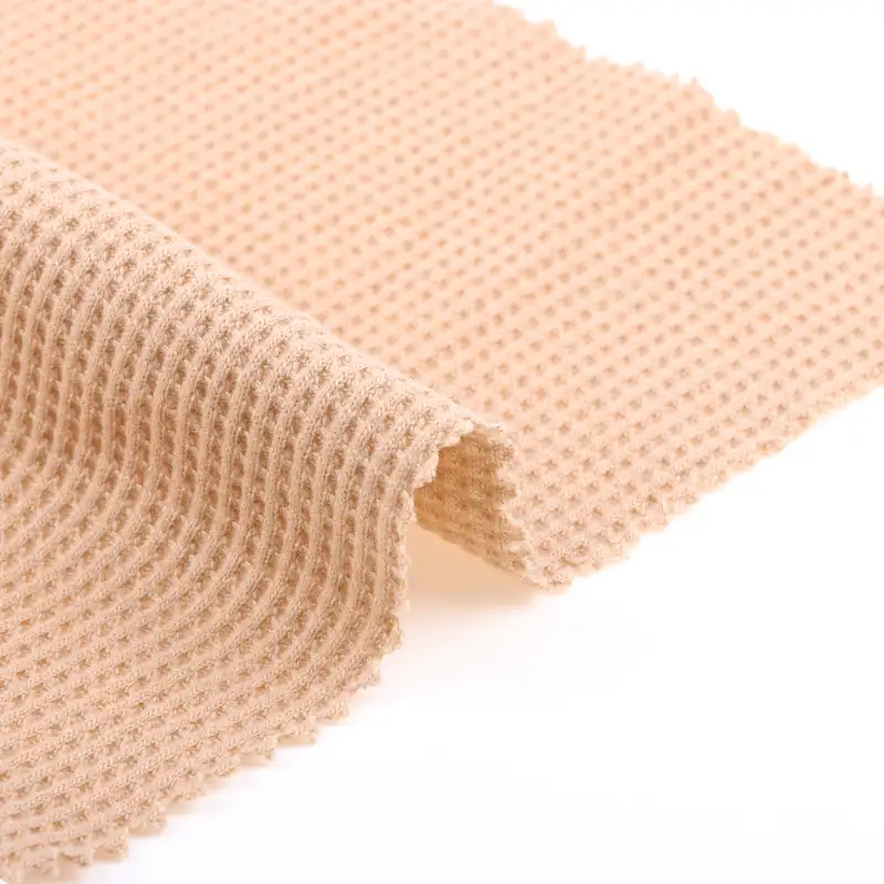 China Fabric for T-Shirt,Polo Shirt,Crop Top Waffle Knit Fabric Polyester Cotton light tan color buy from China wholesaler bulk order at wholesale price free worldwide shipping Alibaba