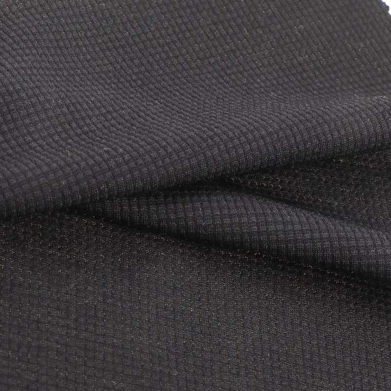 China Fabric for Polo Shirt,Crop Top,Sweatshirt Waffle Knit Fabric Polyester Wool Nylon BLACK color buy from China wholesaler bulk order at wholesale price free worldwide shipping Alibaba