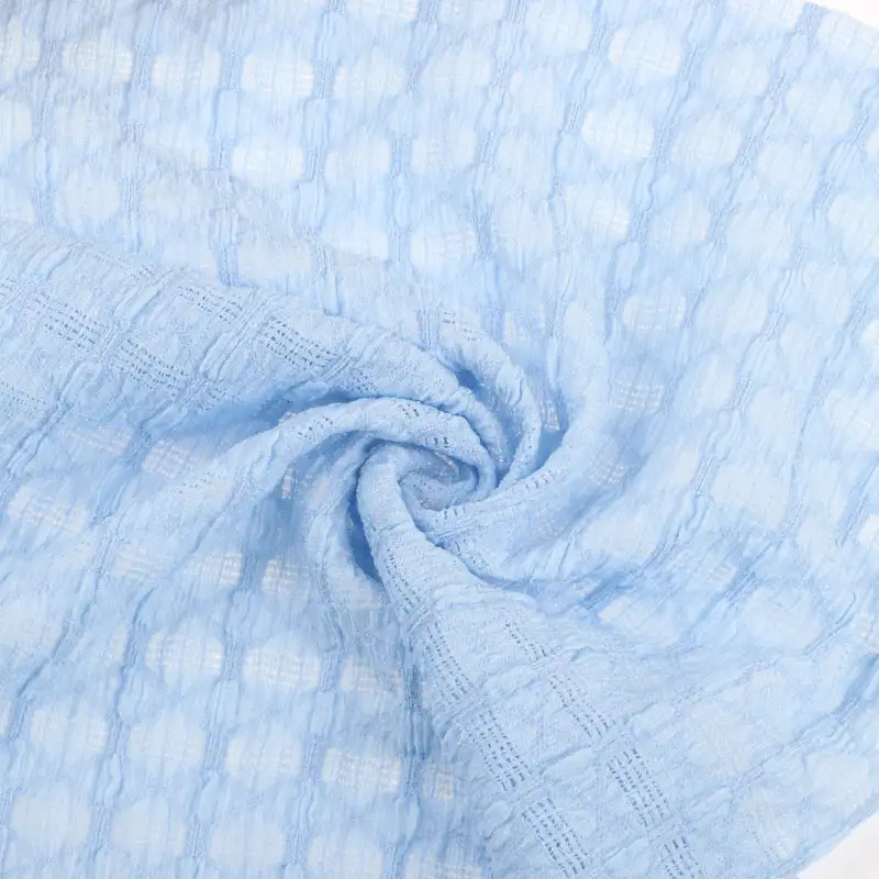 China Fabric for Shirt,Blouse,Crop Top Tricot Knit Fabric Polyester Elastane sky blue color buy from China wholesaler bulk order at wholesale price free worldwide shipping Alibaba