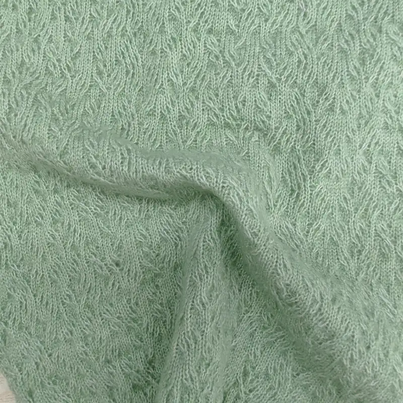 China Yarn for Open Cardigan (Sweater),Half-Zipper Cardigan (Sweater),Crew Neck Pullover (Sweater),Crop Top Pullover (Sweater) Mossy Yarn Fancy Yarn Recycled Polyester Acrylic Wool Spandex Light green color buy from China wholesaler bulk order at wholesale price free worldwide shipping Alibaba