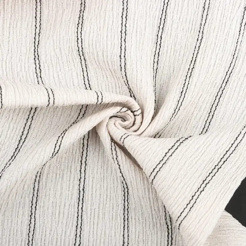 China Fabric for Shirt,Pants,Blouse,Crop Top Tricot Knit Fabric Polyester Elastane Recycled Polyester Rayon white black line color buy from China wholesaler bulk order at wholesale price free worldwide shipping Alibaba