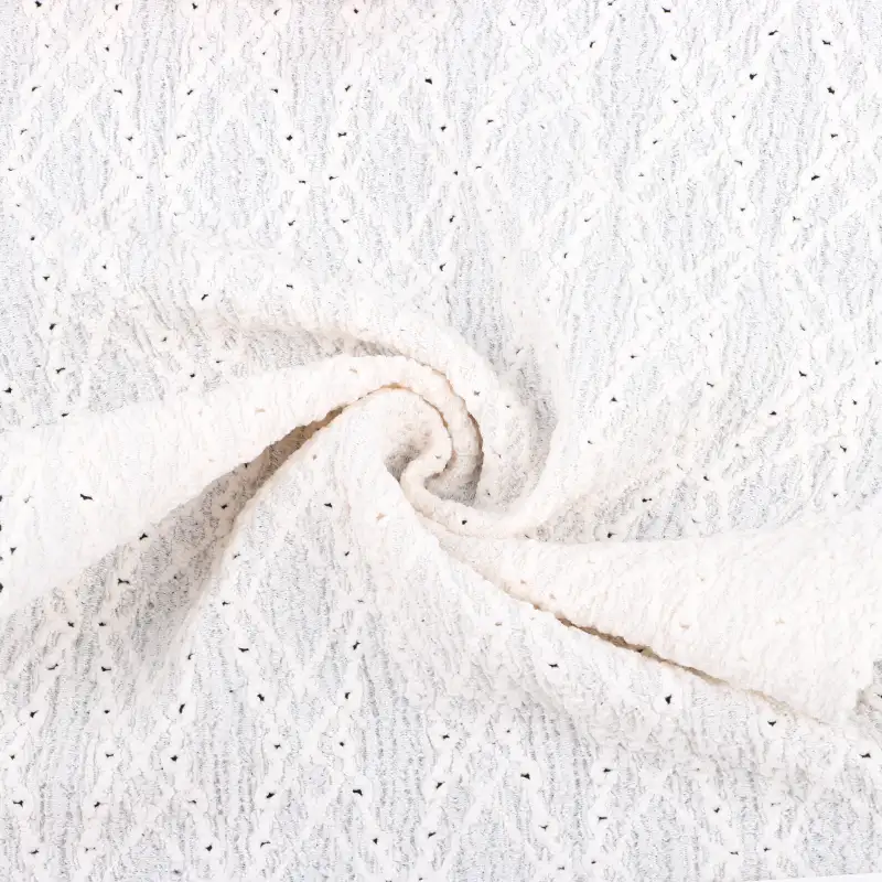 China Fabric for Crop Top,Dresses (Cardigan Button) ,Dresses (Pullover)  Weft Jacquard Knit Fabric Polyester Spandex off-white color buy from China wholesaler bulk order at wholesale price free worldwide shipping Alibaba