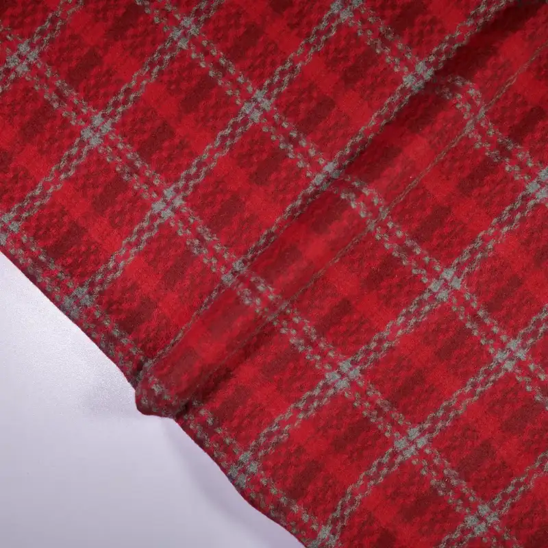 China Fabric for Blazer,Overcoat,Suit Yarn Dyed Check Woven Blended Fabric Wool Polyester Acrylic Red color buy from China wholesaler bulk order at wholesale price free worldwide shipping Alibaba