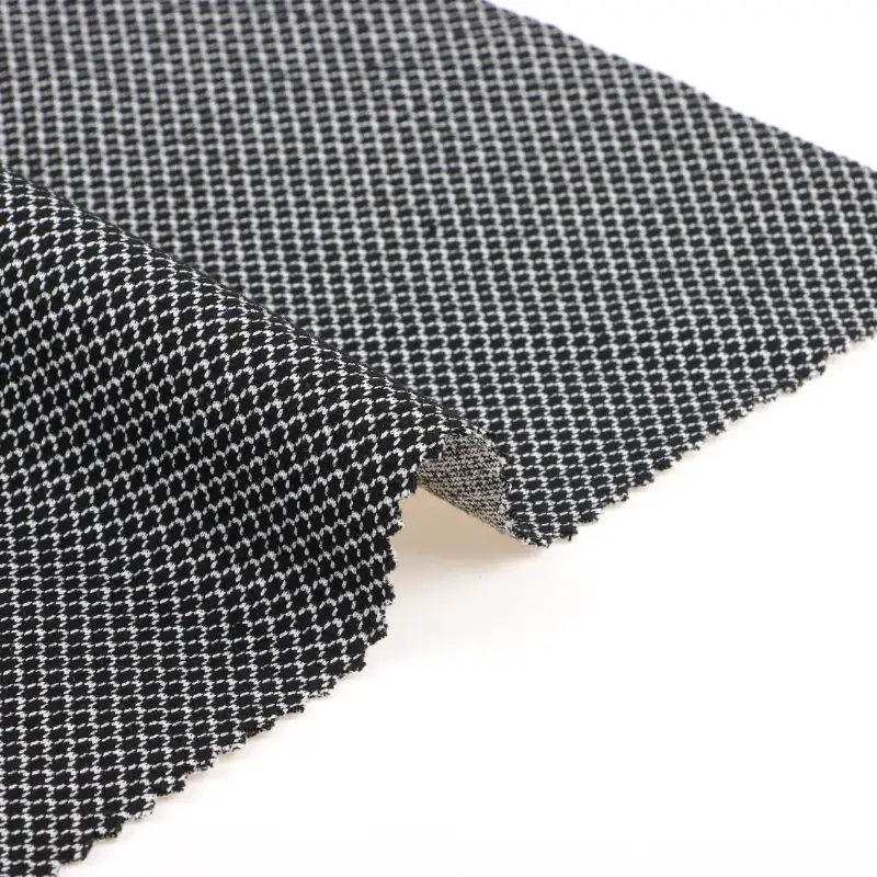 China Fabric for Jackets,Polo Shirt,Crop Top Jacquard Knit Fabric Polyester Rayon Spandex Black and white color buy from China wholesaler bulk order at wholesale price free worldwide shipping Alibaba