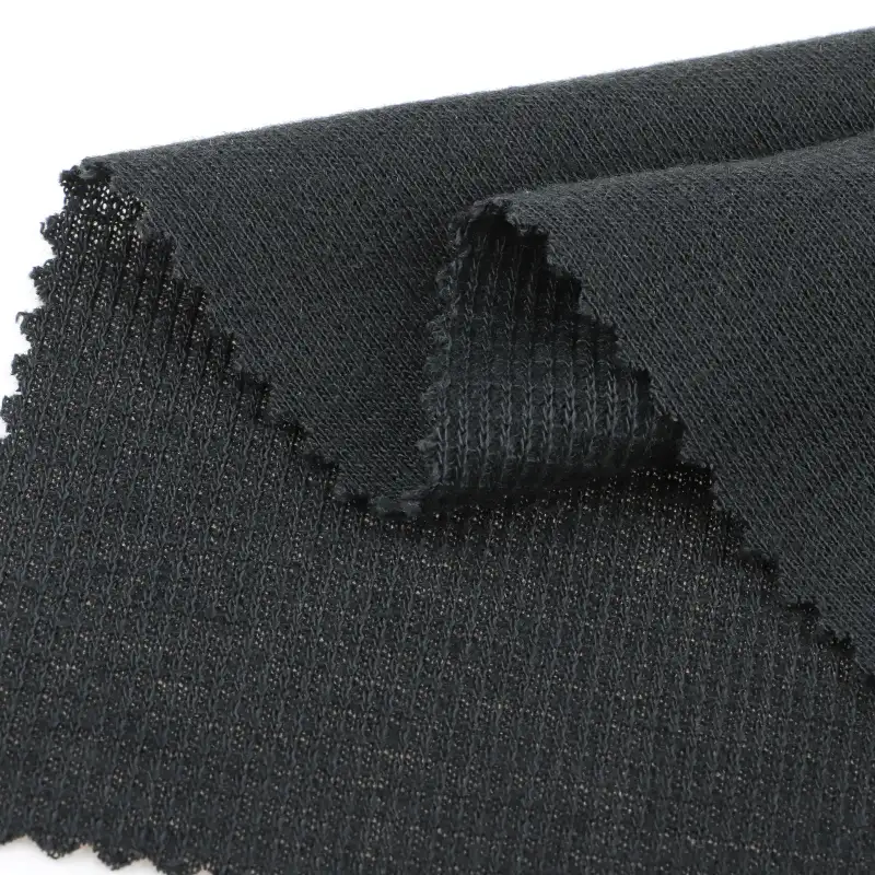 China Fabric for T-Shirt,Polo Shirt,Crop Top Rib Knit Fabric Polyester BLACK color buy from China wholesaler bulk order at wholesale price free worldwide shipping Alibaba