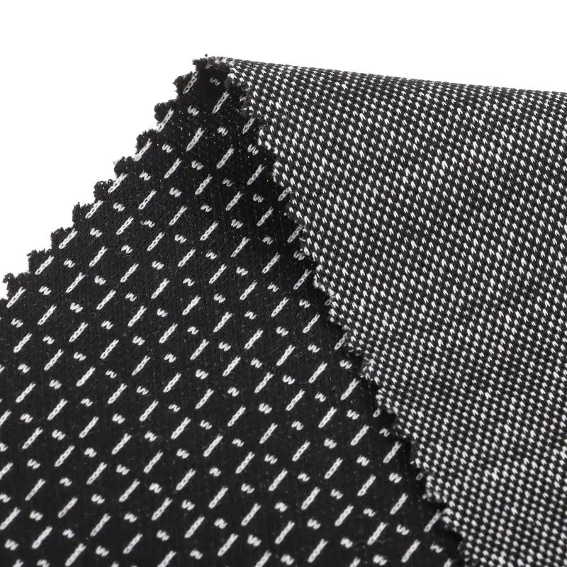 China Fabric for Polo Shirt,Crop Top,Hoodie Jacquard Knit Fabric Polyester Rayon Spandex Black and white color buy from China wholesaler bulk order at wholesale price free worldwide shipping Alibaba